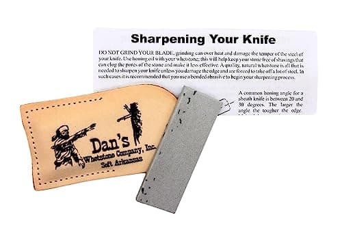 Genuine Arkansas Soft (Medium) Pocket Knife Sharpening Stone 3" x 1" x 1/4" in Leather Pouch MAP-13A-L