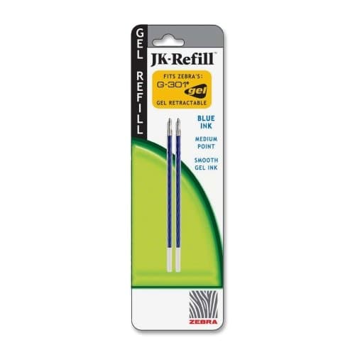 Wholesale CASE of 25 - Zebra G-301 JK Gel Stainless Steel Pen Refill-Gel Refill, 0.7mm, 2/PK, Blue