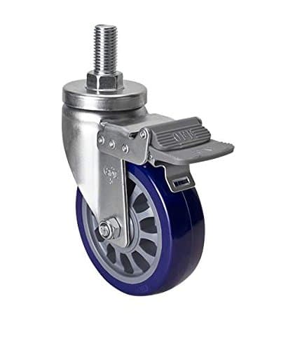 1PC EDL Heavy Duty 5 Inch Casters Wheels 250Kg Polyurethane PU Wheels Castors Thread Screw Brake Locking Roller Industrial for Trolley