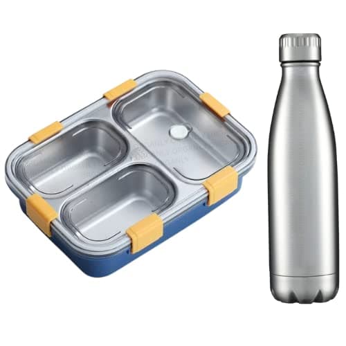 ORGANLY Insulted Office Lunch Box and Water Bottle Set (London Stainless Steel)