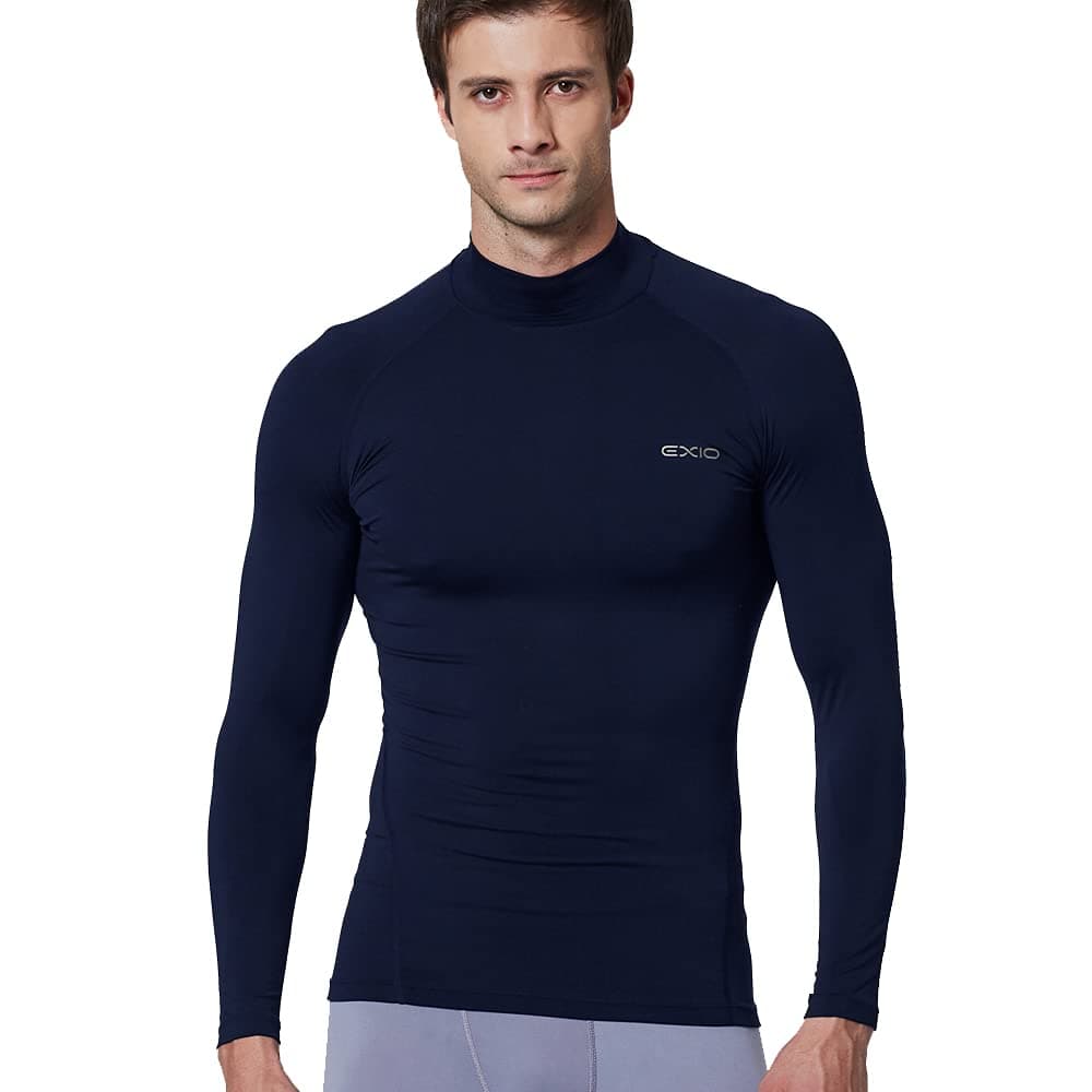EXIO Mens Mock Compression Baselayer Top Cool Dry Long-Sleeve Shirt EX-T02
