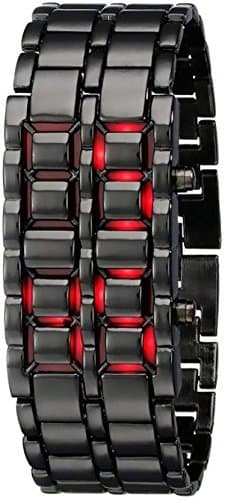 Black Metal Stylish Chain Watch Dial Led Digital Display Watch for Men & Boys