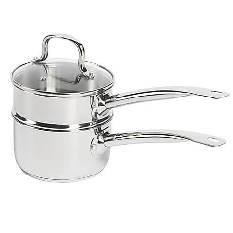 SALT 2-Piece 2 qt. Durable Tempered Glass Lid and Stainless Steel Double Boiler, Measures 14.76" L x 7.28" W x 7.28" H