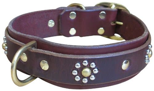 Paco Collars - "Eva Deluxe" - Handmade Leather Large Dog Collar - 1.5"Wide - Silver - Black 24"-26"