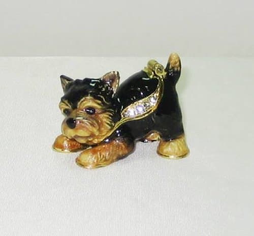 Yorkie Yorkshire Terrier Dog Puppy Jeweled Hinged Trinket Box