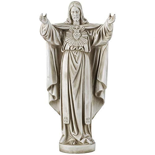 Design Toscano LY712152 The Sacred Heart of Jesus Spiritual Garden Statue, Antique Stone