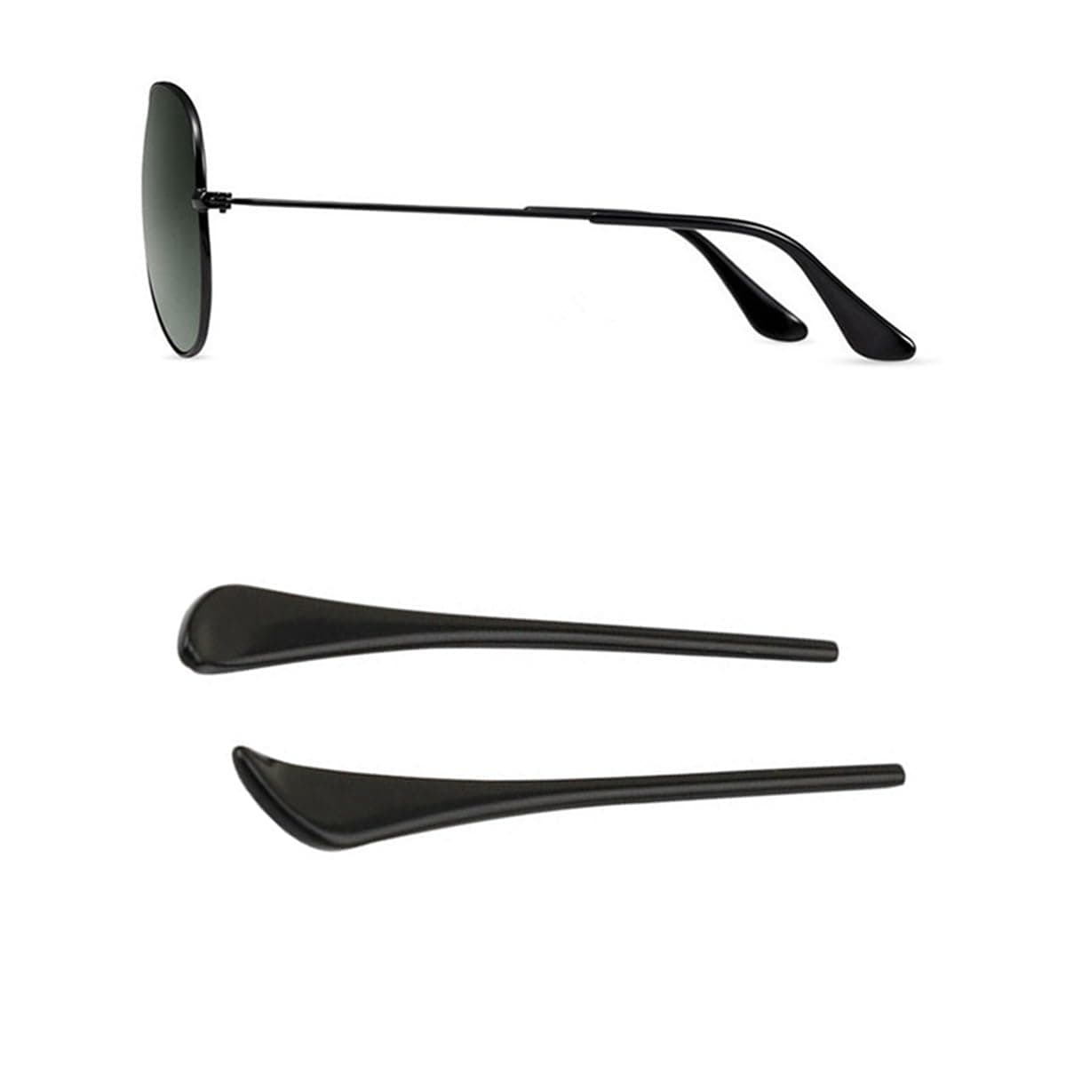 Eyeglass Sunglass Temple End Tips, Glasses Replacement Anti-Slip Ear Socks Tude Sleeve for Round Thin Metal Eyewear Sunglass Frame(Black)