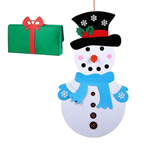 DIY Felt Christmas Tree, Xmas Gifts for Kids New Year Handmade Christmas Door Wall Hanging Decorations Included with Collection Bag (Snowman)