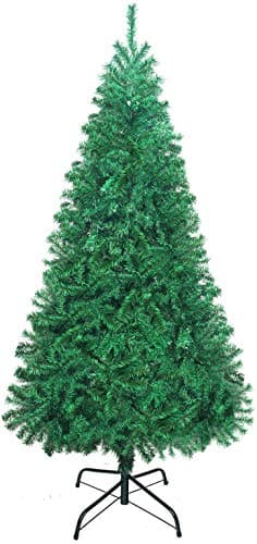 UHINOOS Hinged Artificial Christmas Tree,Unlit Xmas Decoration Tree with Foldable Solid Metal Stand-Green (6FT-1000T)
