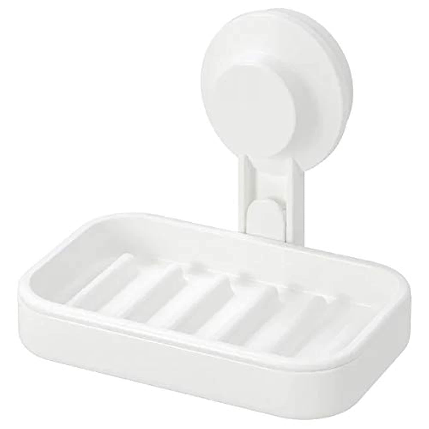 Tisken Recycled Abs Plastic Soap Dish with Suction Cup, White (Length: 14 Cm (5 ½") Width: 10 Cm (4") Max Load: 3 Kg (6 Lb 10 Oz))