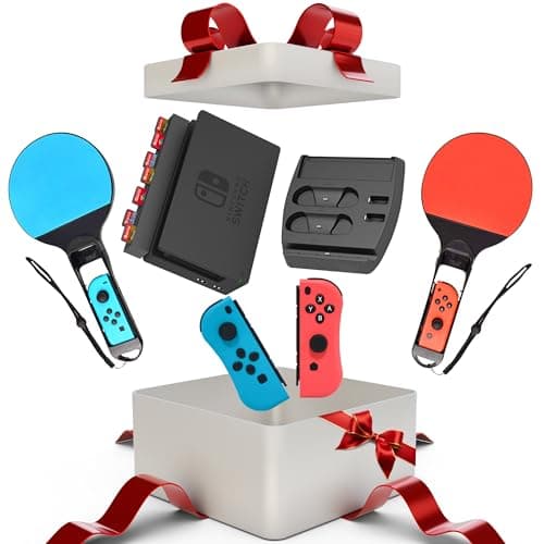 Skywin 4 in 1 Accesorios Nintendo switch / Accesorios Para Nintendo Switch - Switch Controller Charging Dock Station Compatible with Nintendo Switch, Controllers, Game Card Stand, Tennis&Table Rackets