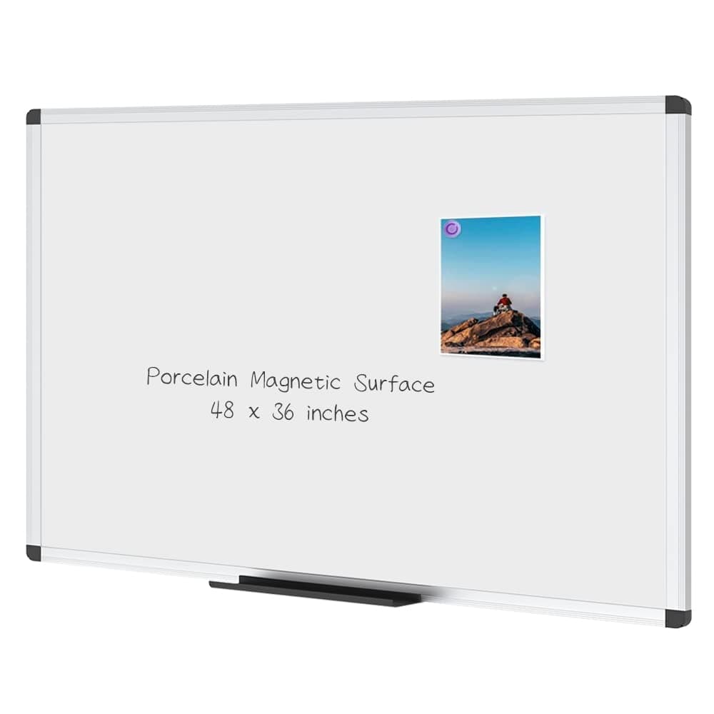 Porcelain Magnetic Dry-erase Whiteboard, 48 X 36 Inches, Silver Aluminiuim Frame