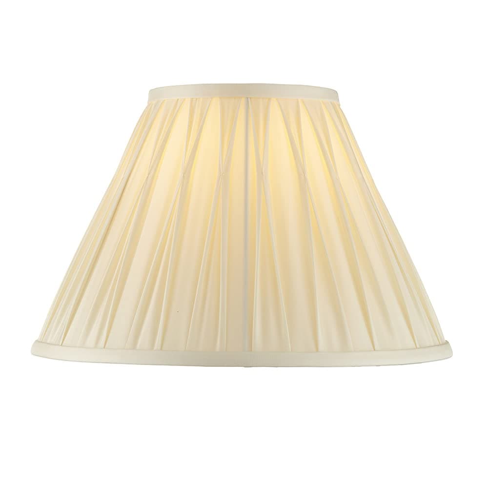 OLGA Tapered Cylinder Table or Pendant Lampshade - Decorative Light Shade in Ivory Silk Fabric - Handmade Pinch Pleat Shade - E27/B22 Cap - 12 Inch