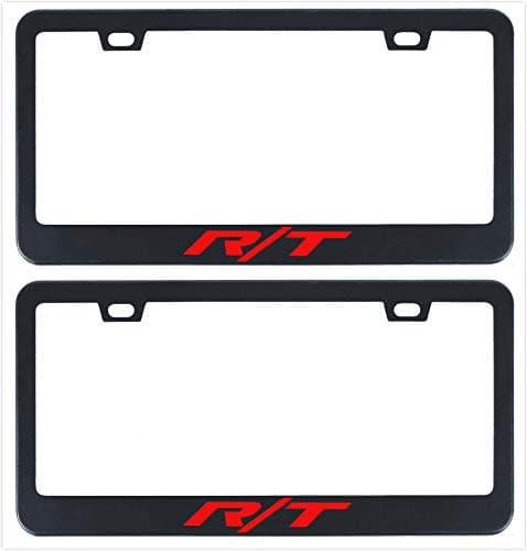 Auggies R/T RT Challenger Durango Charger Black Red Stainless Steel Black License Plate Frame Cover Holder Rust Free…