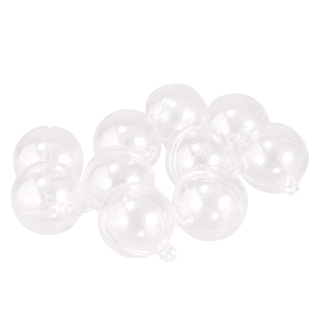 10-Pack Plastic Fillable Balls Christmas Tree Ornaments DIY Bath Bombs Molds Transparent Sphere Christmas Baubles - Clear, 3cm