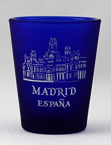 Madrid Spain Cobalt Blue Frosted Shot Glass