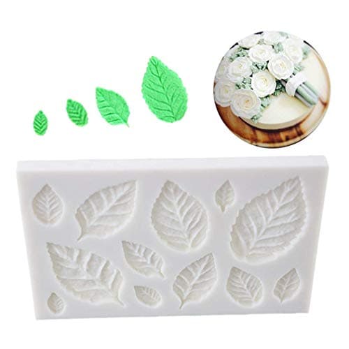 White 3D Leaves Shape Silicone Mold Fondant Sugarcraft Chocolate Candy Baking Mold DIY Cupcake Topper Decorating Tools Clay Mold by SamGreatWorld