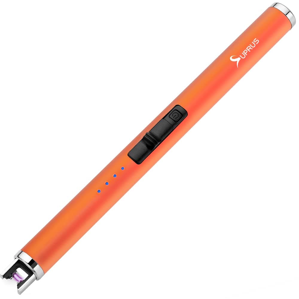 SUPRUS Fluorescent Lighter Glows in The Dark USB Lighter Rechargeable Windproof Pocket Size for Candle Cooking BBQ in Party (Orange)