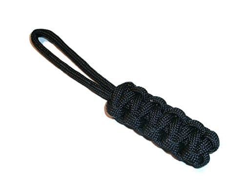 Zipper Pulls - Knife Lanyards - Equipment Lanyards - Paracord Cobra Style - Choose Your Color & Size (Qty 5) (Black, 4 inch)