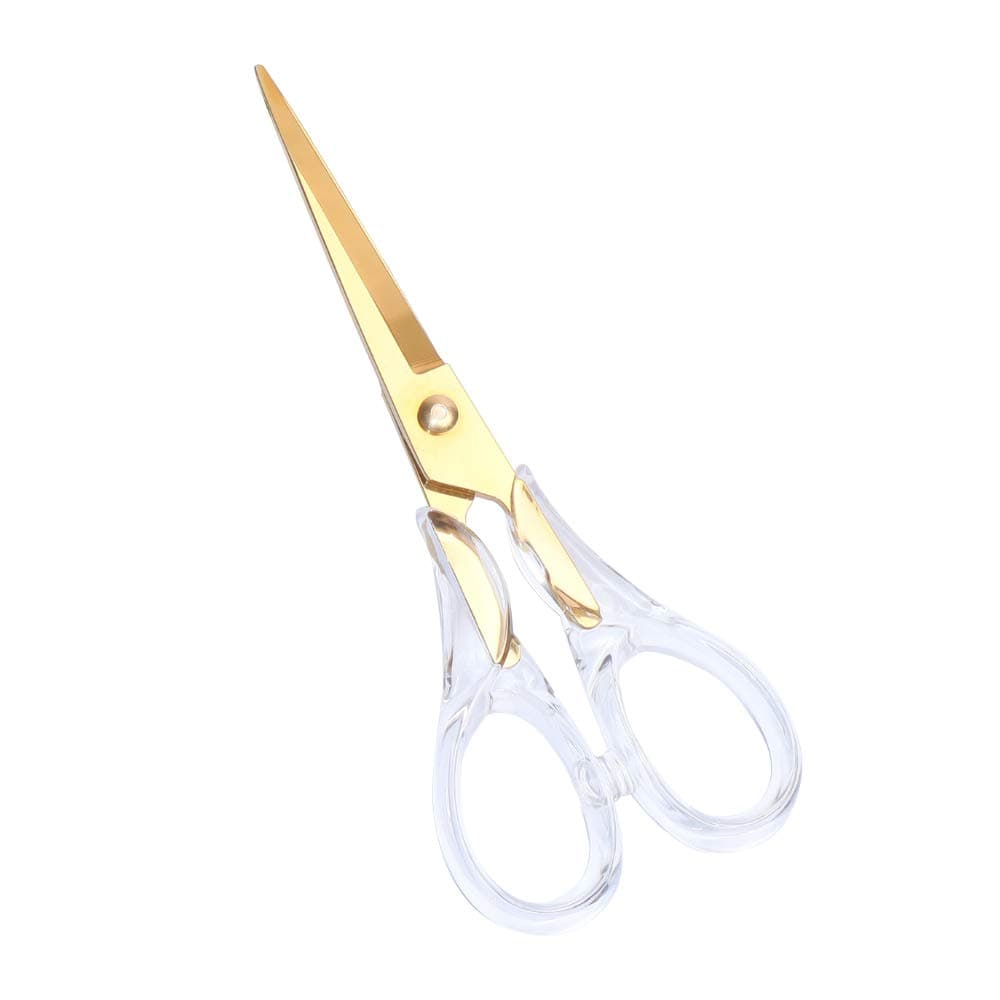 Clear Acrylic Handle Scissors Stainless Steel Straight Scissors Office Home School Multipurpose Craft Scissors 6.3 Inch (Gold B)