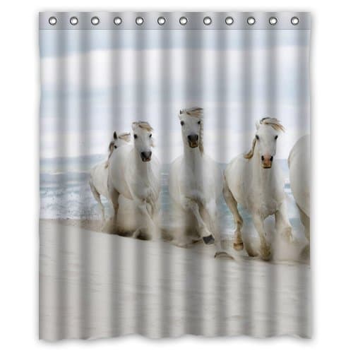 Great design six white horse on the seaside Custom Shower Curtain 60x72 Inch Cute