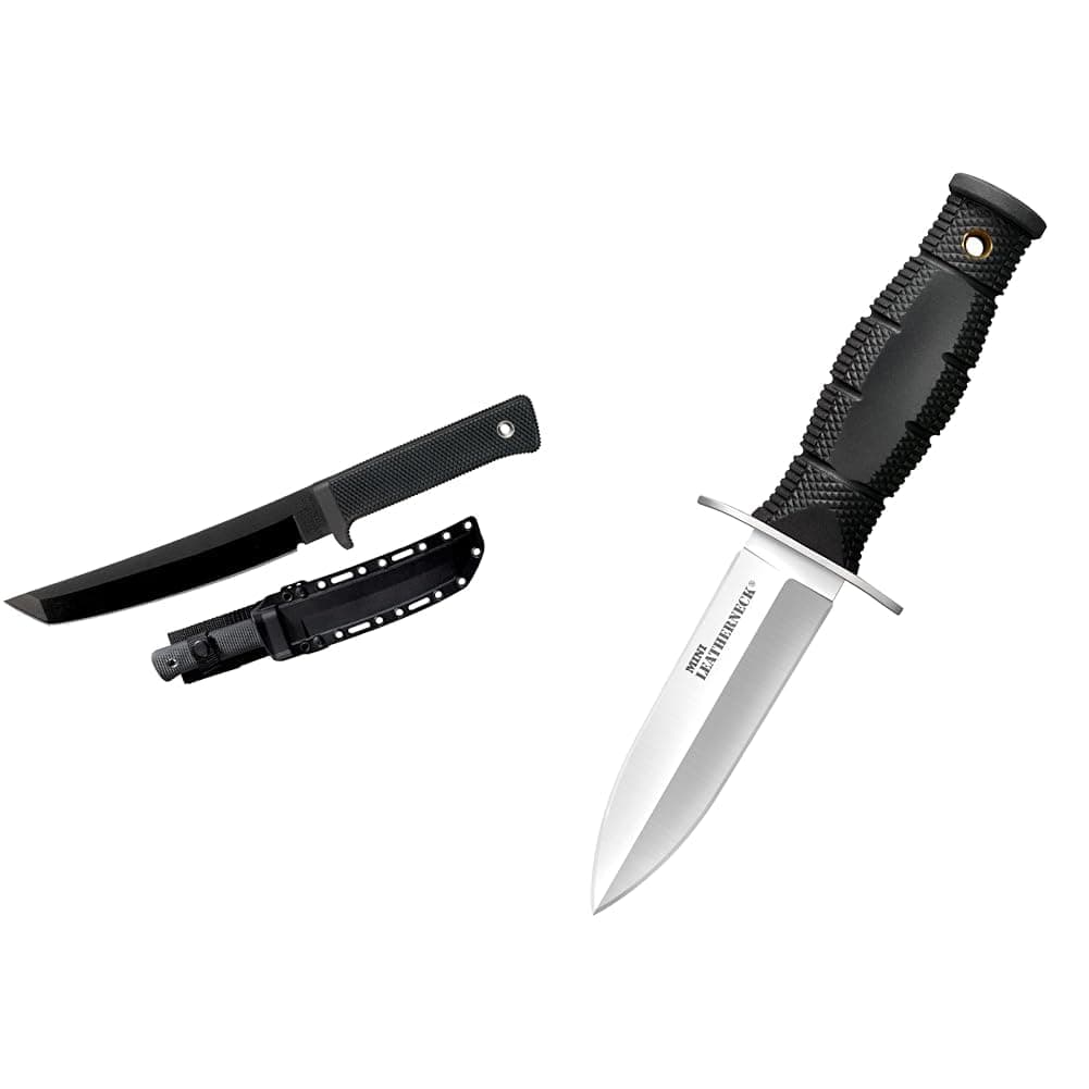Recon Tanto Fixed Blade Knife with Sheath, SK-5 Steel, 7.0" (49LRT) & Mini Leatherneck Double Edge / 6 3/4" Overall / 3