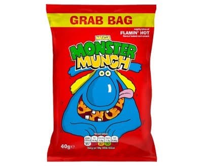 Mega Monster Munch Grab B ag Flamin Hot Flavour Baked Corn Snack (40g x 30)