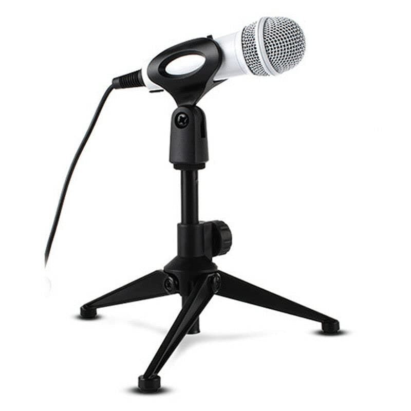 [ Microphone Stand ] Desktop Table Top Tripod Stand for all Microphone. Heavy Base Adjustable Portable Mini Mic Holder Clip for Studio Sound Recording, Singing, Meeting, Lecture & Podcasts