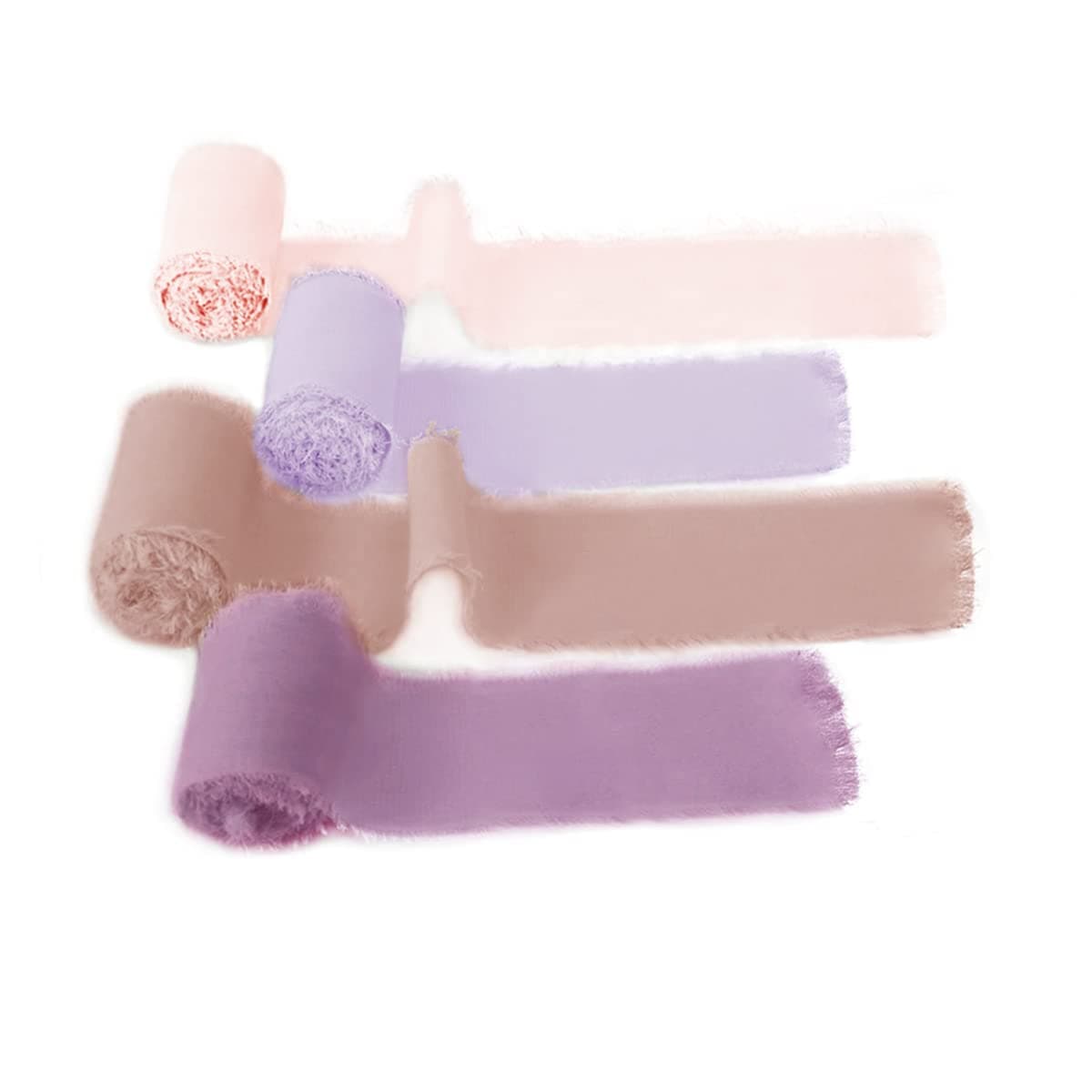 Socomi Chiffon Ribbon Fringe Color Swatch 1-3/4" x 3Yd, 4 Rolls Ribbons for Bouquets Wrapping Decor Wedding Invitations Cherry Blossom