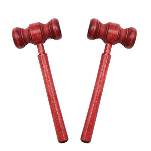 WSSROGY 2PCS Mini Wooden Gavel Toy for Cosplay Lawyer Judge Auction Sale Judge Gavel Costume Accessory Unique Craft Gifts Toys, 6.7 Inch Long