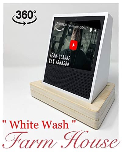 Amazon Echo Show Stand, White Wash (FARMHOUSE STYLE), Rotates 360 Degrees