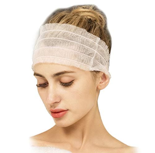 Disposable Spa Headbands, Non-woven Hair Bands, 100 Count (White)