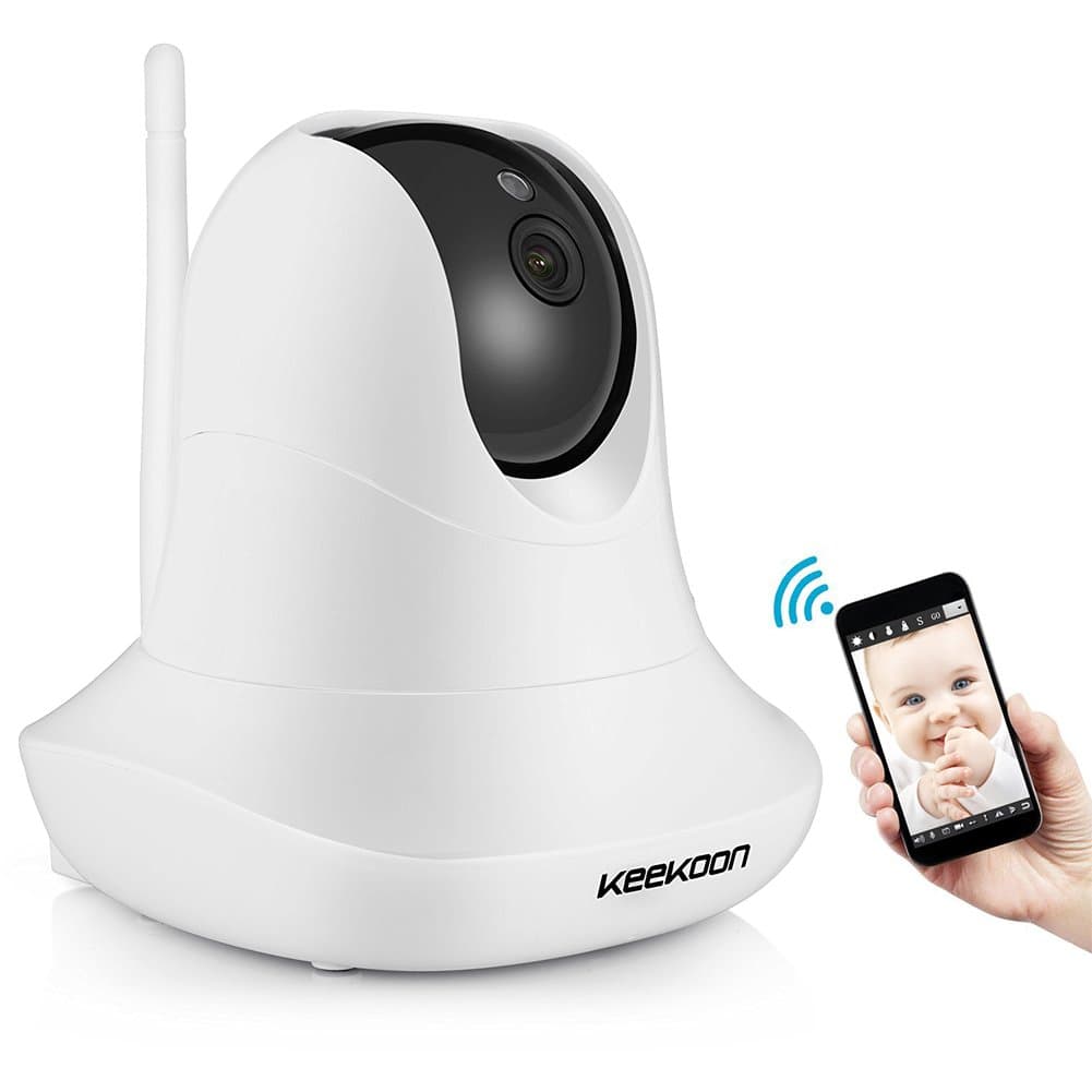 KEEKOON HD 1080P IP Camera Wireless WiFi Baby Pet Monitor Built in Microphone Pan/Tilt/Zoom Home Security Surveillance Night Vision Camera Support 64 GB SD Card (White)