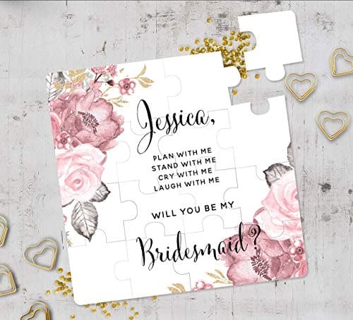Floral Bridesmaid Proposal Puzzle, Will You Be My Bridesmaid Puzzle, Bridesmaid Gift, Flower Girl Cute Gift, Maid of Honor Gift Puzzle