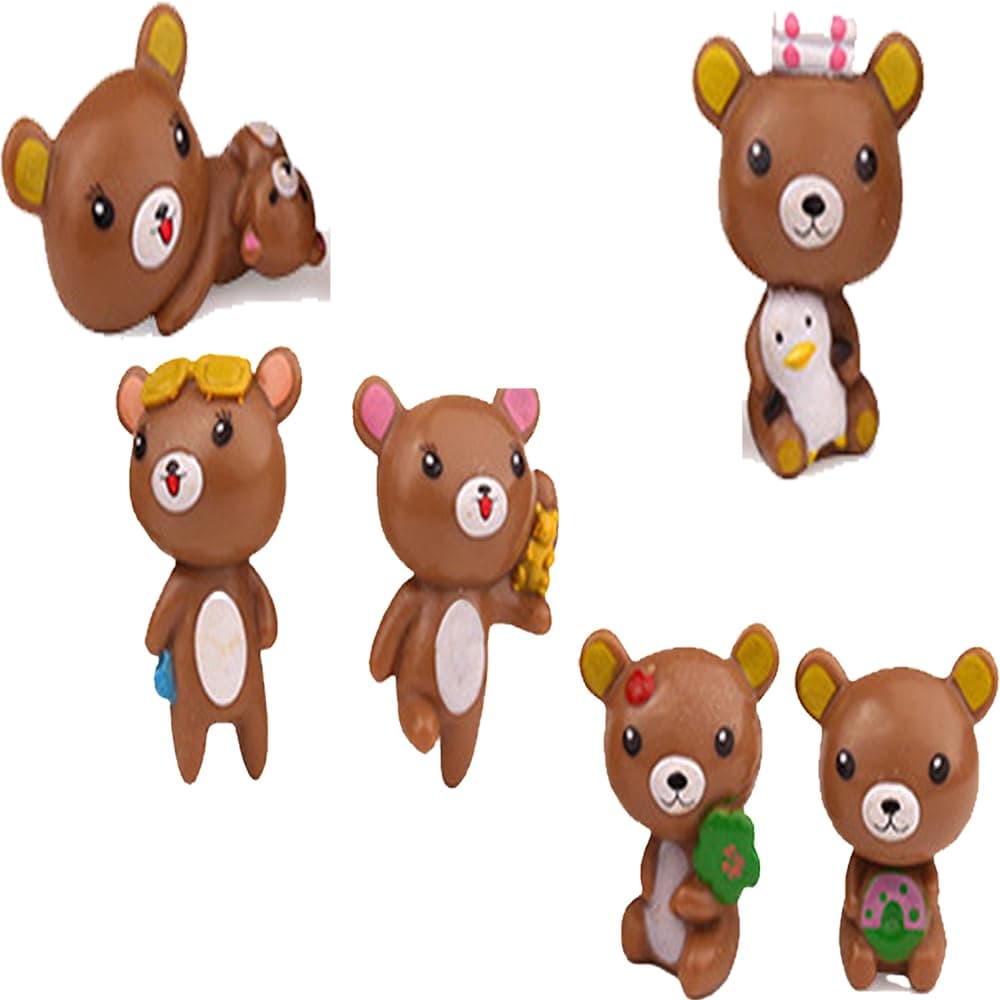 Action Figures, 6 PCS Toy Figures, 5.5 Inches Collectible Toys Set with Ball Joint Connection Light, Cake Toppers for Video Games Fans Boys, Girls, Kids Adults as Gifts, Brown