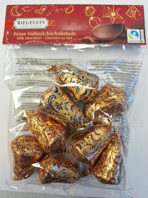 Riegelein Weihnachts Gloeckchen/Christmas Bells Chocolate Ornaments 6pc- 75g