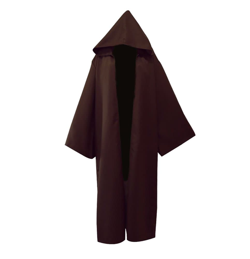 Tititina Long Brown Cloak Cape with Hood Knight Robe for Halloween Christmas Party Cosplay Medieval Costume Adult, L