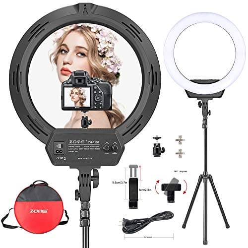 ZOMEI 14 inch Dimmable LED Ring Light with Stand for Live Stream Photography Youtuber Lighting