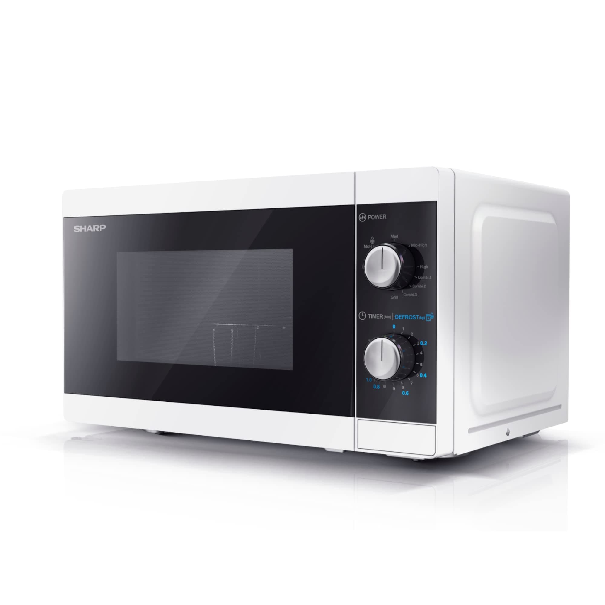 SHARP YC-MG01U-W 800W Microwave with 20 L Capacity, 1000W Grill & Defrost Function – White