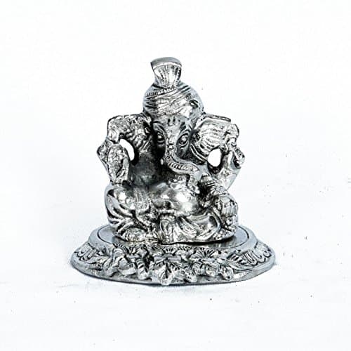 EtsiBitsi 'Handmade Lord Ganesha Statue' Elephant God of Success by Metal Idol Sculpture, for Home Decoration Showpiece & Gifting item Silver Color -  3 x 2.5 x 2.5 inches