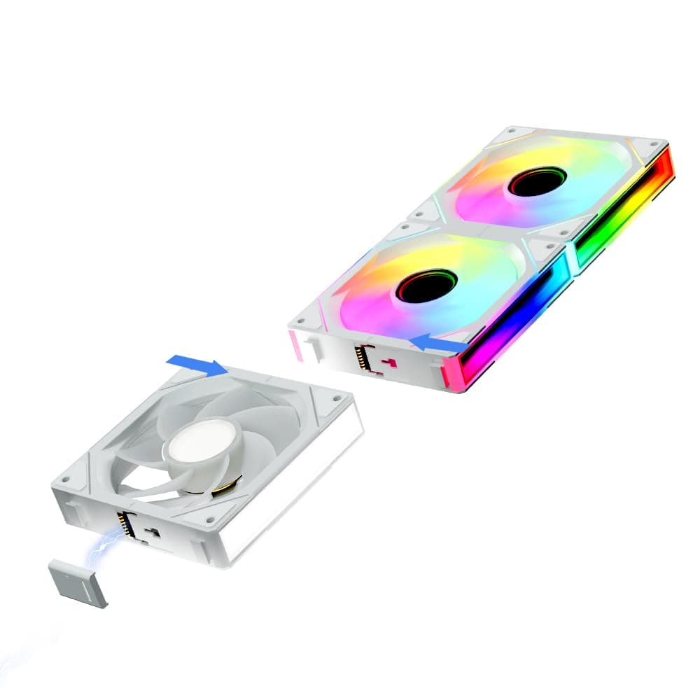 ICOLER PC FAN 120 Reverse fan White Edition Infinity Mirror Module Daisy-Chain 5V ARGB Fans 120mm Triple Pack