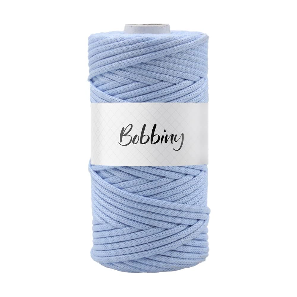 BOBBINY | Knitted Braided Crochet Macrame Acrylic Nylon Cord Thread for Macrame DIY, Garments, Crafting, and Other Projects, Light Sky, 3mm,50 Meter