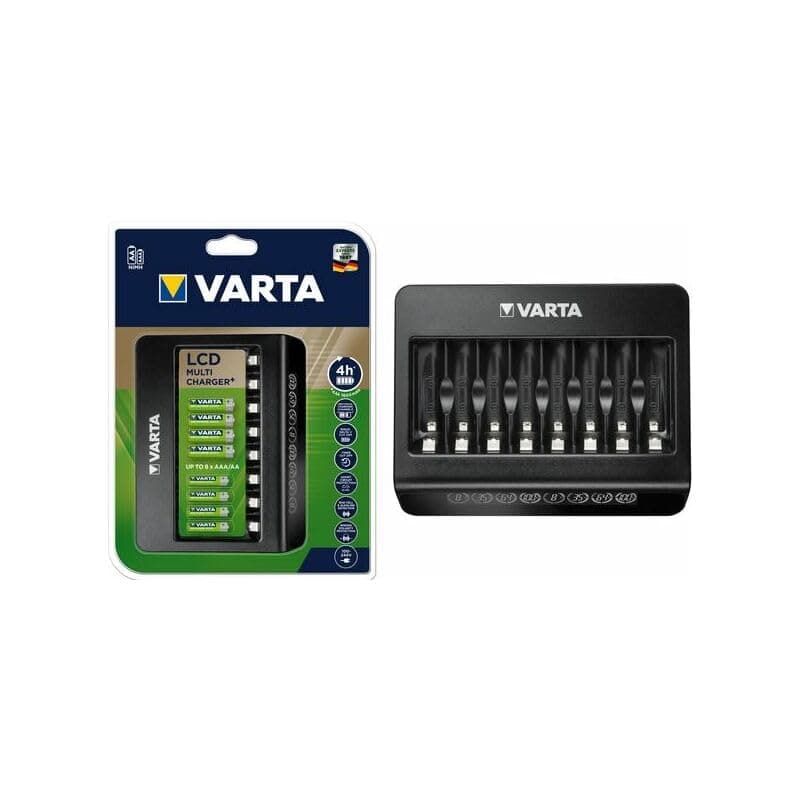 VARTA Multi Charger +, charger for rechargeable batteries in AA/AAA / 9V, single slot charging, detection of defective cells, can be used worldwide, 8 charging slots