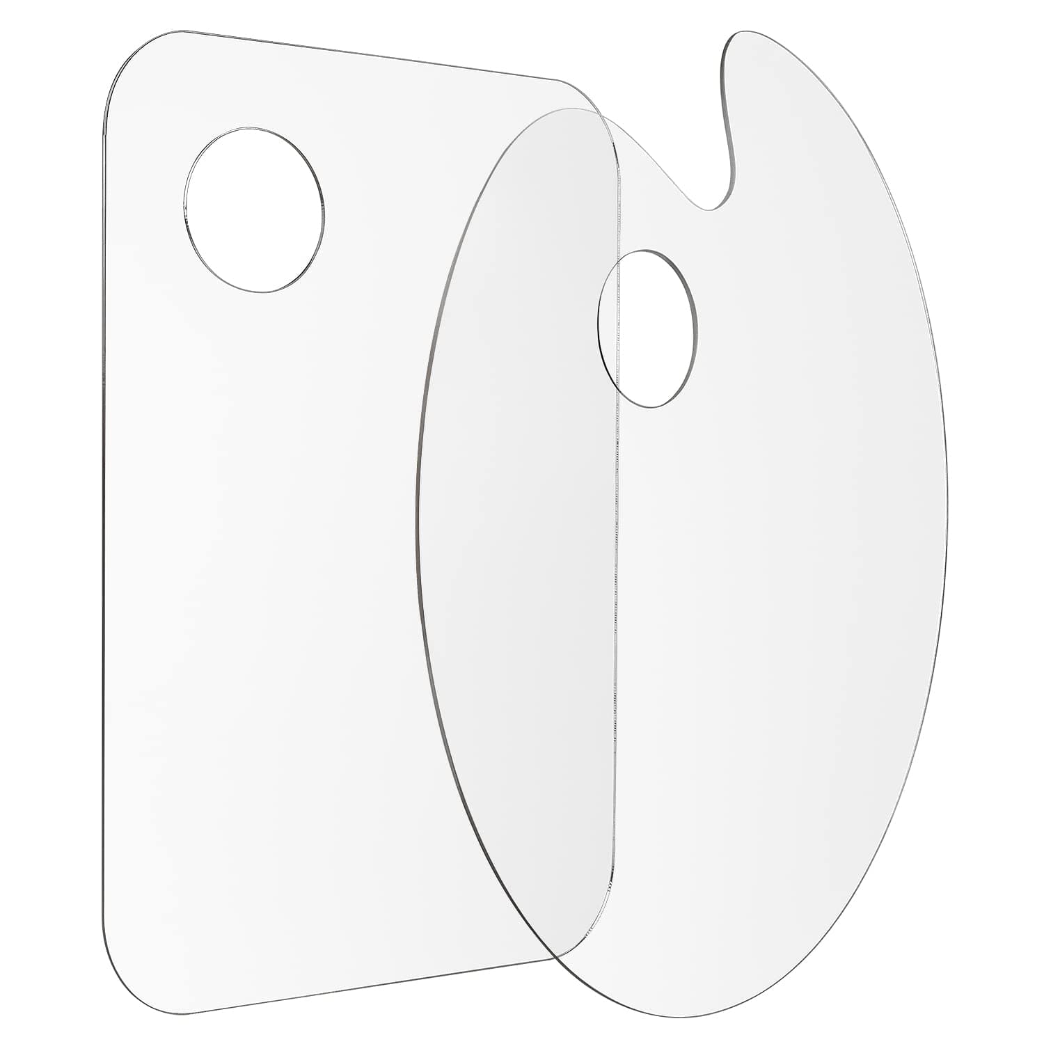 Tamaki 2 Pack 11.8 x 7.9 Inch Acrylic Paint Palette with Thumb Hole Clear Paint Pallet, Easy Clean Non-Stick Artist Pallet for Oil Watercolor Craft DIY Art Painting Palette