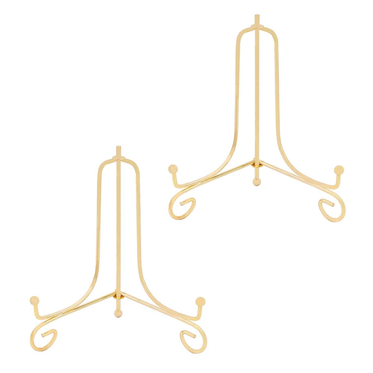 Houda 2 Pcs Decorative Iron Display Stand, Black Iron Easel Plate Display Photo Holder Stand, Displays Picture Frames, Cookbooks, Decorative Plates, Tablets and Art (8 inch, Gold)