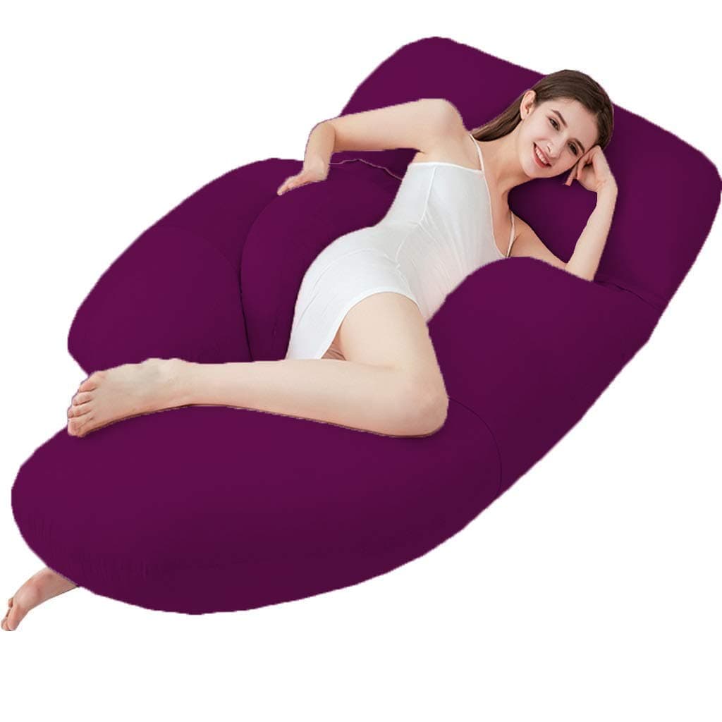 Angel Mommy Premium Full Body Pregnancy Pillow G-Shaped Maternity Pillow with Cotton Zippered Cover (Wine) pack of 1