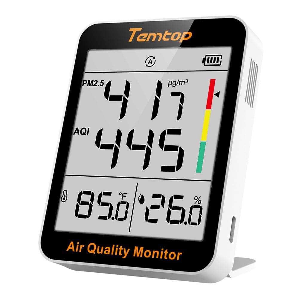 Air Quality Monitor Indoor Thermo-Hygrometer - PM2.5, AQI, Temperature, and Humidity Meter for Home, Office, or School, Air Quality Measurement, 60-Day Battery Life