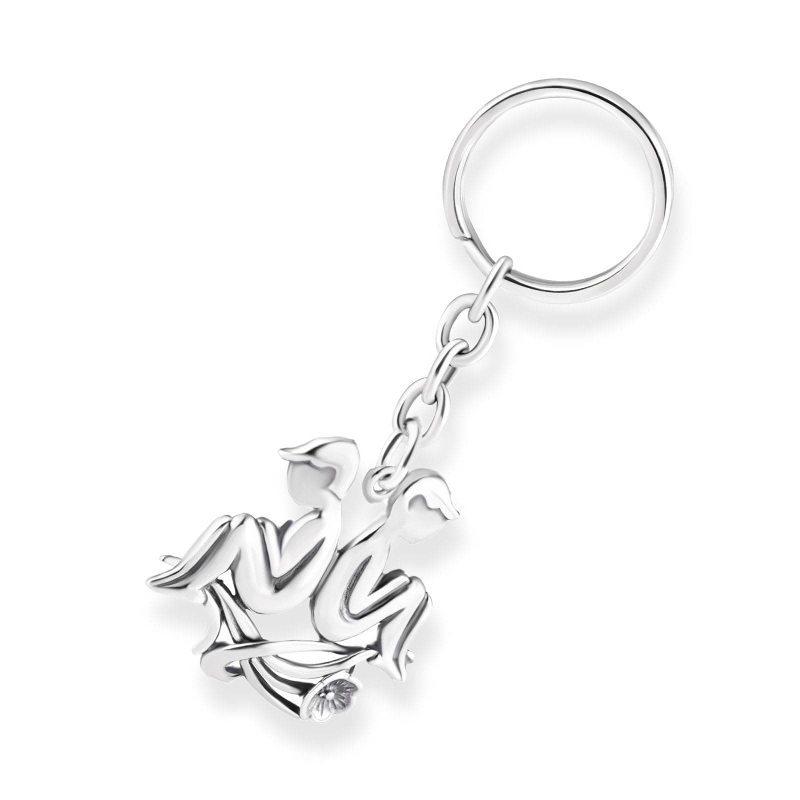 STERLL man Keychain Astrological Sign Gemini Sterling Silver 925 Oxidized Jewelry Pouch the Best Men's Christmas Gifts