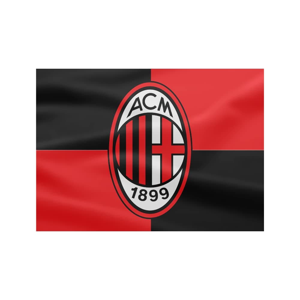 ACM 1899 AC Milan Flag Large Checkered Graphic and Logo, 100 x 140 cm, Red/Black, Polyester, One size