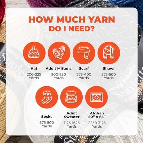 Mary Maxim Starlette Sparkle Yarn, 4 Medium Worsted Weight Yarn for Knitting and Crocheting, Acrylic Polyester Blend for Blankets, Clothing, and Decor, 196 Yards Orange